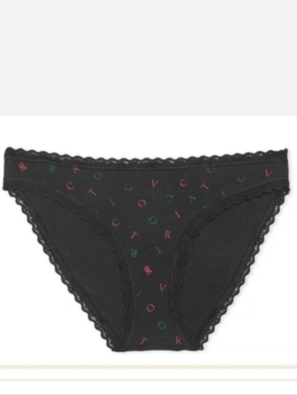 Victoria's secret THE LACIE Lace-Waist Bikini Panty BLACK Large
